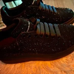 Alexander McQueen Shoes Black On Black Diamond Chips On My
